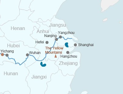 Карта районов в нижнем течении реки Янцзы